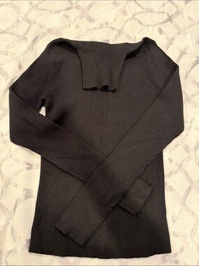 Express Black Off-the-Shoulder Ribbed Sweater